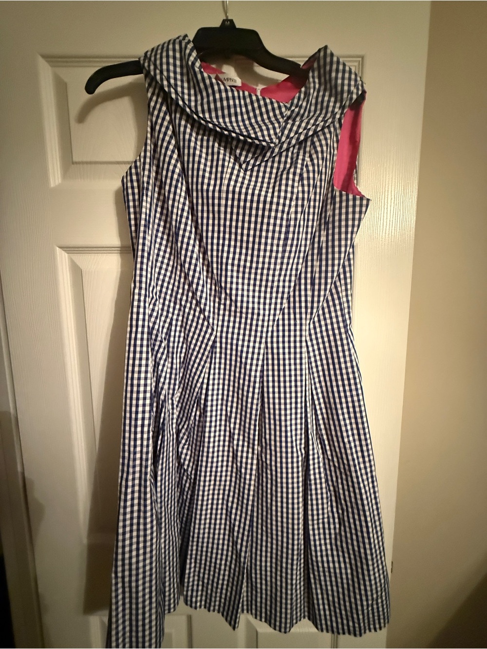 Sara Campbell women's Navy and White Gingham Fit-and-Flare Dress